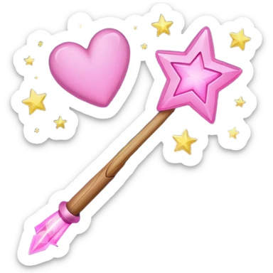 wand with pink heart shooting star effect sticker
