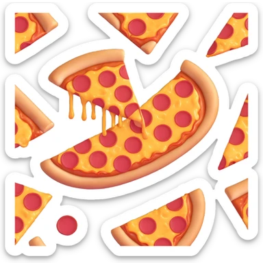 pepperoni pizza with gooey melted cheese stretching sticker