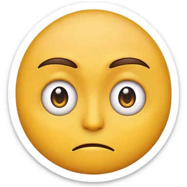 an emoji face turned around with one eye facing us with a straight concerned face sticker