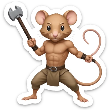 rat wielding a tonfa sticker