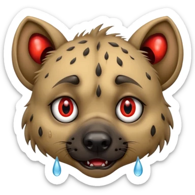 Crying hyena with red eyes on on eyeball make it cry tears sticker