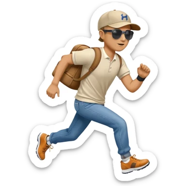 Man in plane clothes running after hyundai ionic sticker