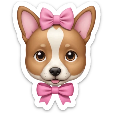 Brown and white face German short haired dog with pink bow on right ear sticker