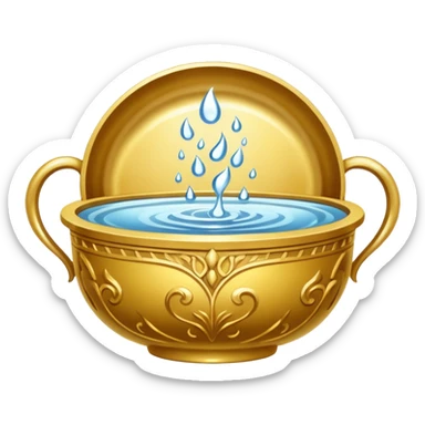 ornate gold bowl top view filled with water sticker