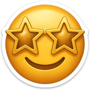 yellow face with gold star glasses emoji, digital illustration sticker