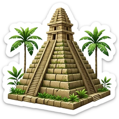 stone Mayan pyramid with a temple on top sticker