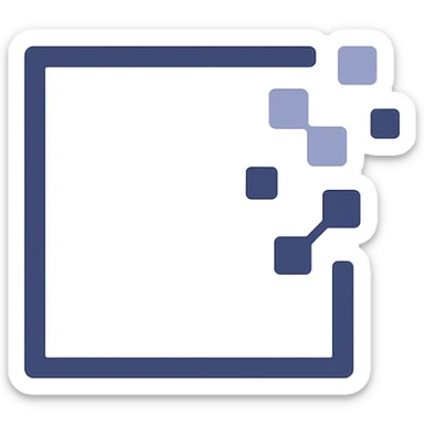 minimalist abstract logo with a frame partially erased or dissolving, symbolizing breaking boundaries and innovation for a tech SaaS company, no text sticker