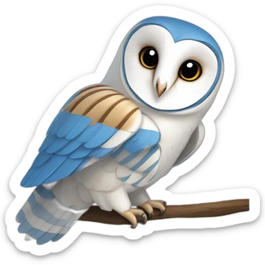 Barn Owl with blue and white strips sticker