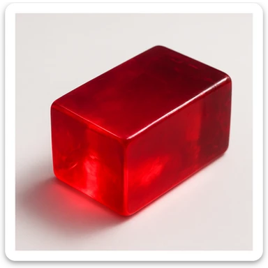 a rectangular ruby block, vivid ruby red, smooth and glassy, glowing softly, jewel-like luster, translucent, on a simple white background sticker