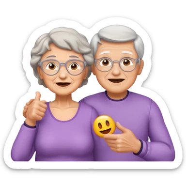 granny with a young pumped up guy emoji iOS 18.1 sticker