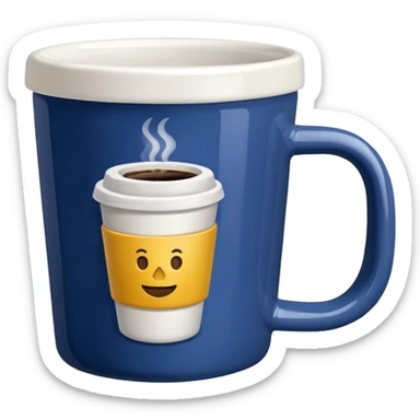 Take away coffee mug with factory by ribas logo sticker