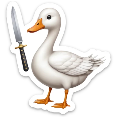 Duck holding knife but make it a white goose sticker