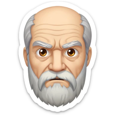 old angry man in profile view with a long beard sticker