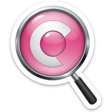 mix light pink dark pink and white girly chrome internet logo with a magnifying glass sticker