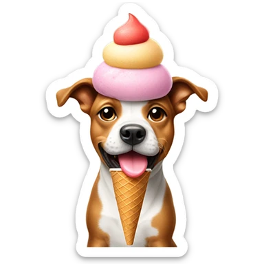 Dog eating ice cream cone wearing beanie  sticker