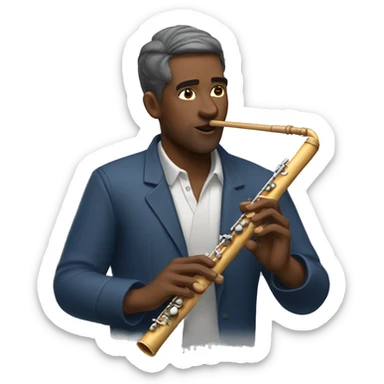 american man playing flute sticker