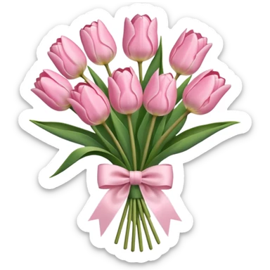 light pink tulip bouquet with light pink bow sticker