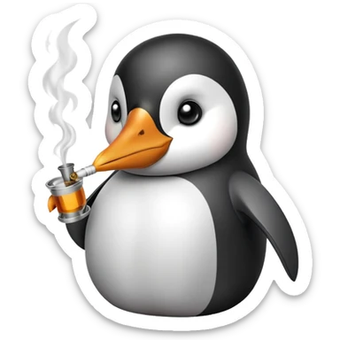 Penguin smoking a bong sticker