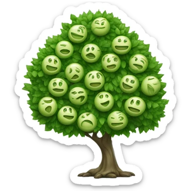 Árbol blanco con esferas verdes  sticker