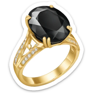 gold ring with black oval diamond sticker