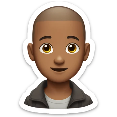 Boy with buzz cut eyes rolling back and blushing  sticker