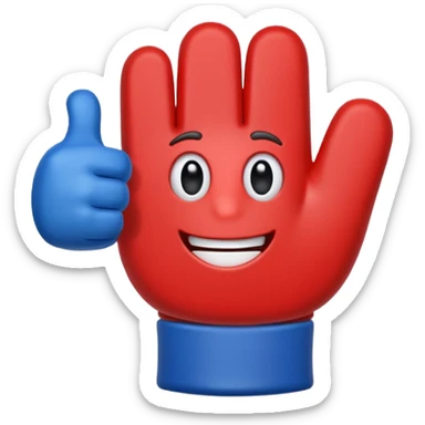 #1 glove thumbs up in blue (#00A3E0) and red (#F9423A)  sticker