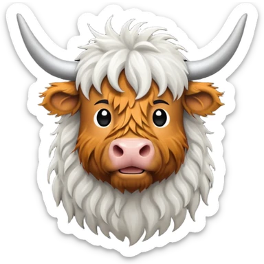 black and white highland cow sticker