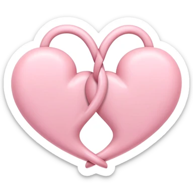two pastel pink hearts intertwined sticker