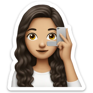 Brunette girl take a photo on iPhone  sticker