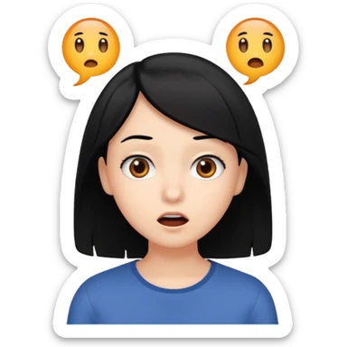 more surprised with black hair sticker