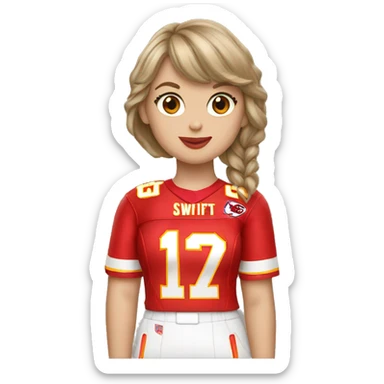 Taylor swift wearing a Kansas City chiefs jersey  sticker