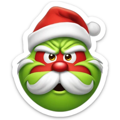 Grinch santa Claus laughing Red cap sticker