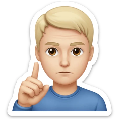 person with a raised eyebrow and a finger pointing at you sticker