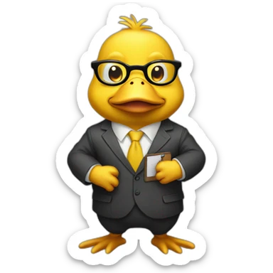 Psyduck outfit men's suit glasses and clipboard on the hands sticker