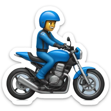 Blue motorbike with a rider sticker
