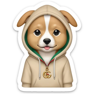 dog wearing hoodie gucci sticker