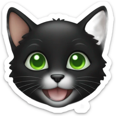 black kitten with green eyes laughs sticker