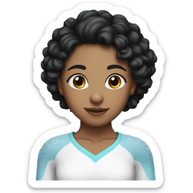 ice skater with black curly medium hair and Mixed skin girl sticker