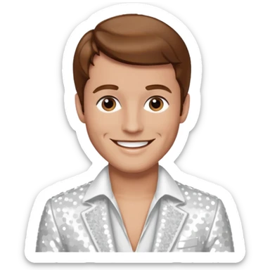 Peter Allen with Brown Hair, White Sequin Outfit sticker