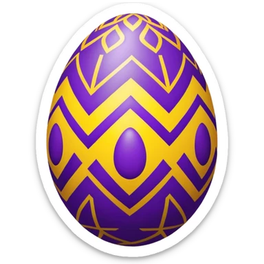 decor egg, symmetry pattern, purple and yellow sticker
