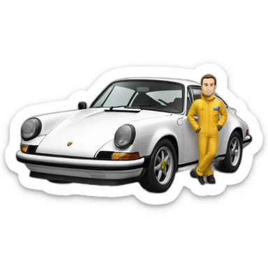 Un homme qui conduit une Porshe 911 rs sticker