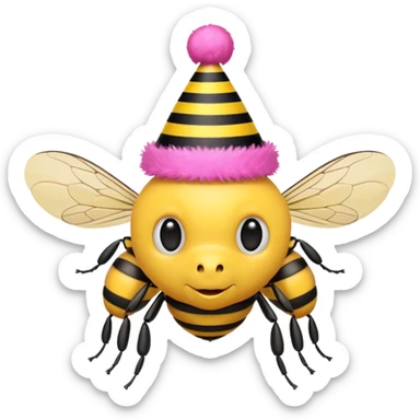 party pink hat bee sticker