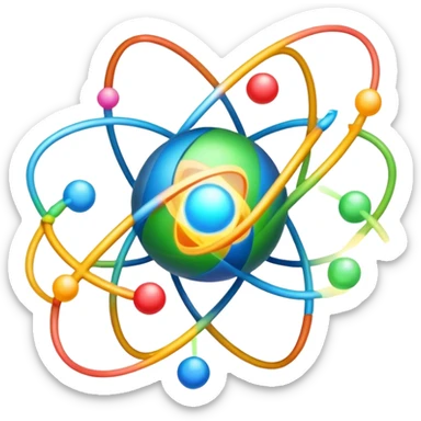 atom with colorful orbiting valence electrons in the outer shell sticker