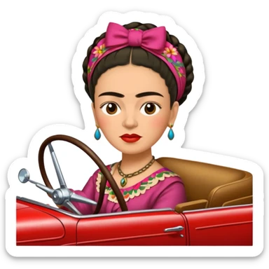 Frida Kahlo driving a car sticker