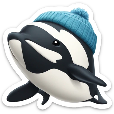 Orca in a woolly hat sticker