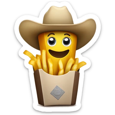 French fries wearing a cowboy hat  sticker