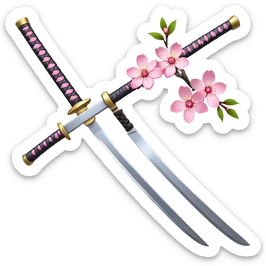 Katana with cherry blossoms  sticker
