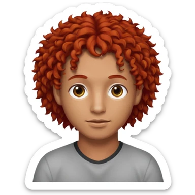 Chico  pelo rojo de pelo rizado que sea un poquito moreno de ojos cafes oscuros sticker