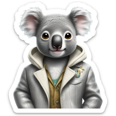 Koalas wearing a designer jacket sticker