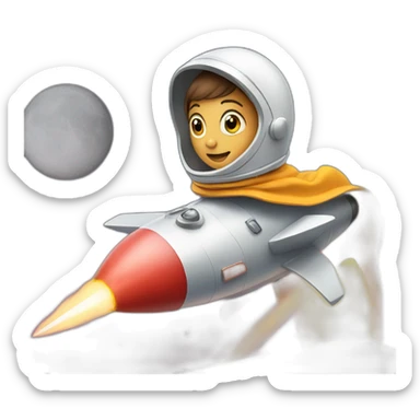 person on a rocket dressed in a cape sticker